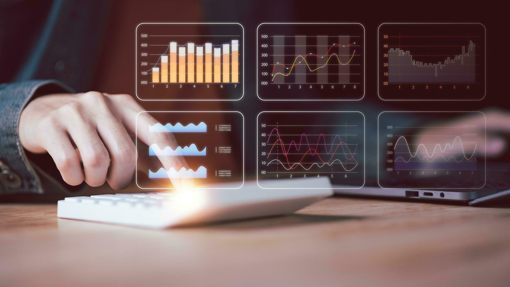 empresario utilizando un calculadora a calcular numeros,analizando y examinando lucro y pérdida declaración de de la empresa actuación ,costo análisis financiero papeleo ,cálculo negocio equilibrar sábana foto