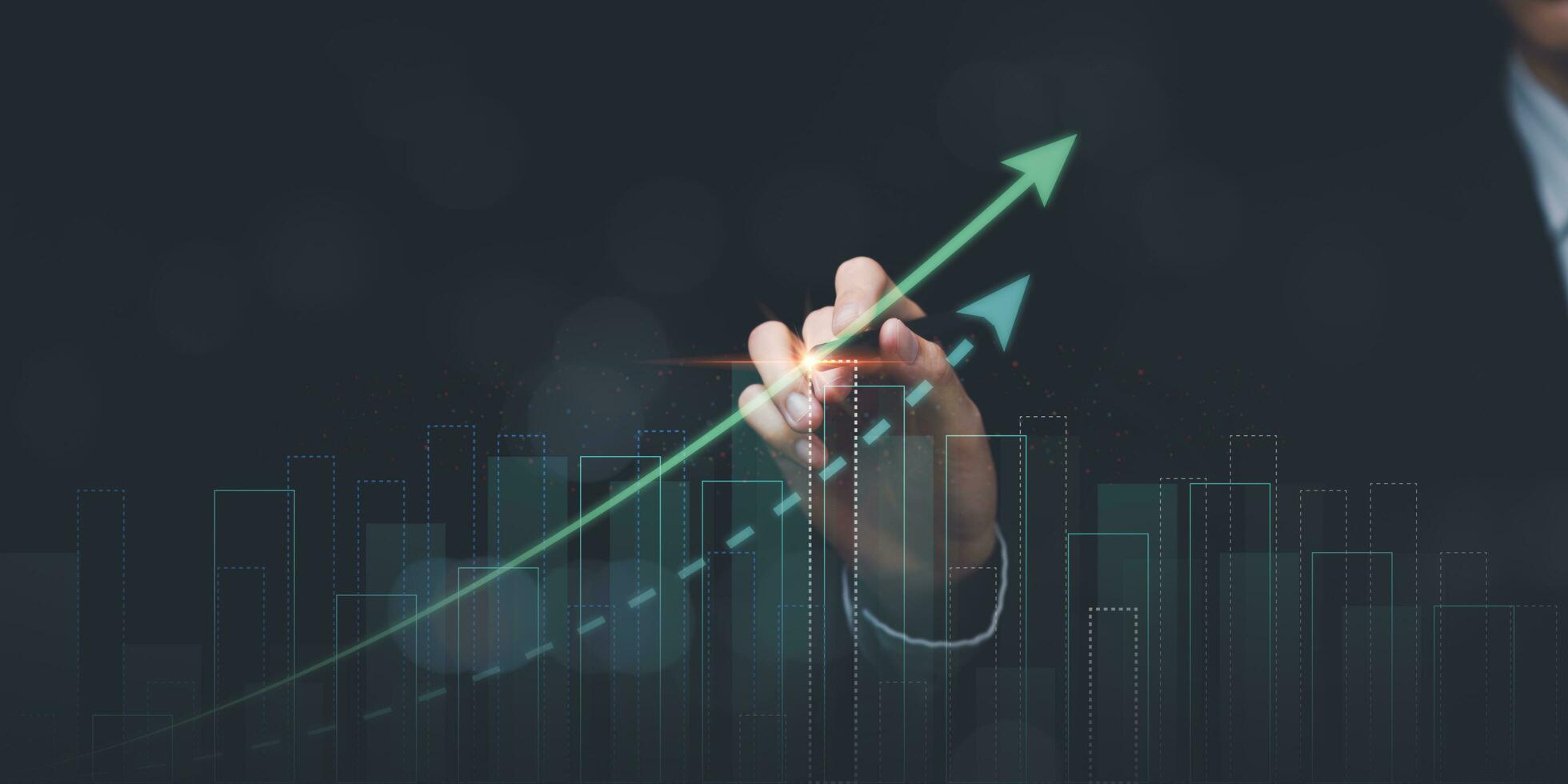 empresario demostración negocio crecimiento y éxito grafico ,concepto de Progreso en desarrollo , financiero eficiencia y inversión ,negocio estrategia para metas ,futuro industria crecimiento oportunidades foto