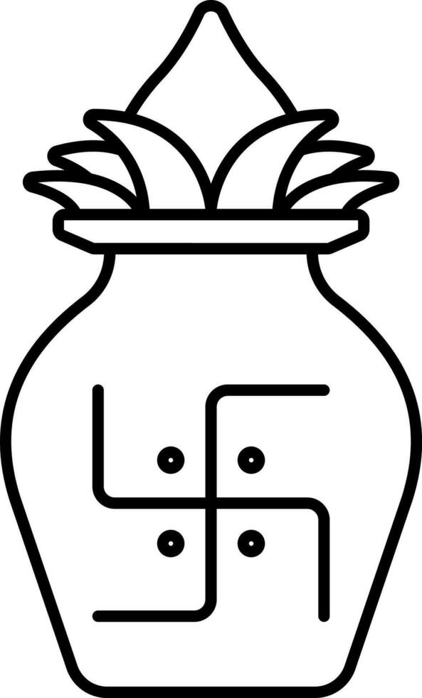 Worship Pot Icon In Black Outline. vector