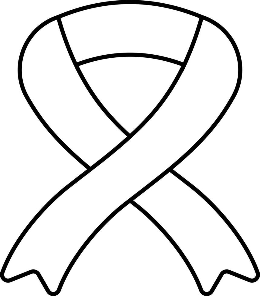 Awareness Ribbon Icon In Black Thin Line Art. vector