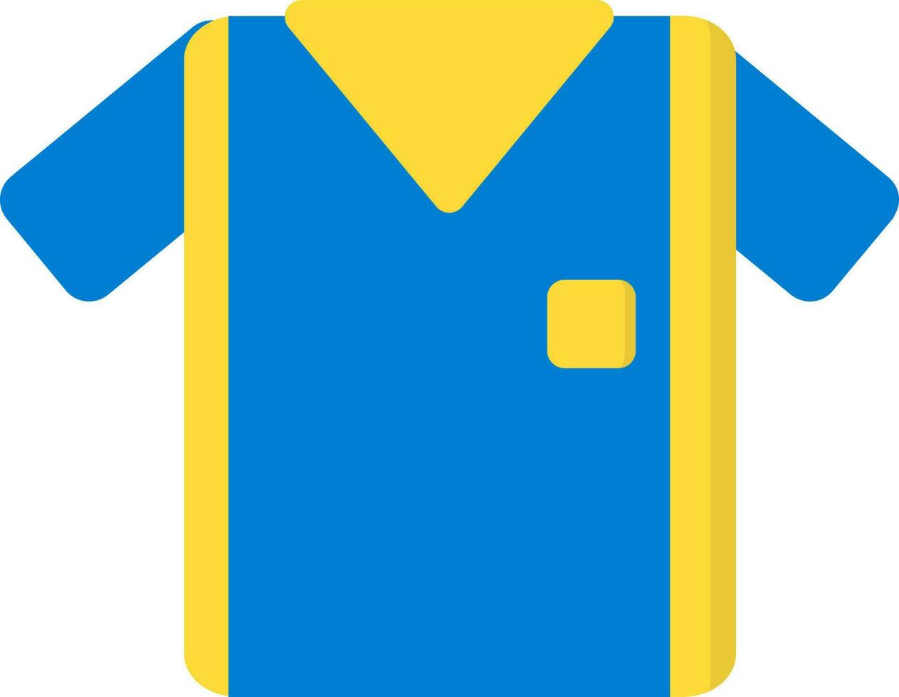 T-Shirt Icon In Blue And Yellow Color. vector