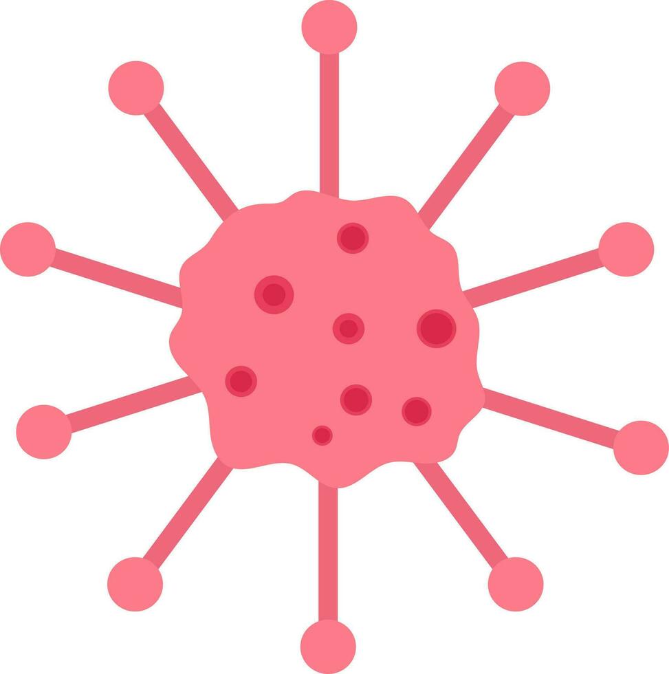 Red Illustration Of Cancer Or Tumor Cells Flat Icon. vector