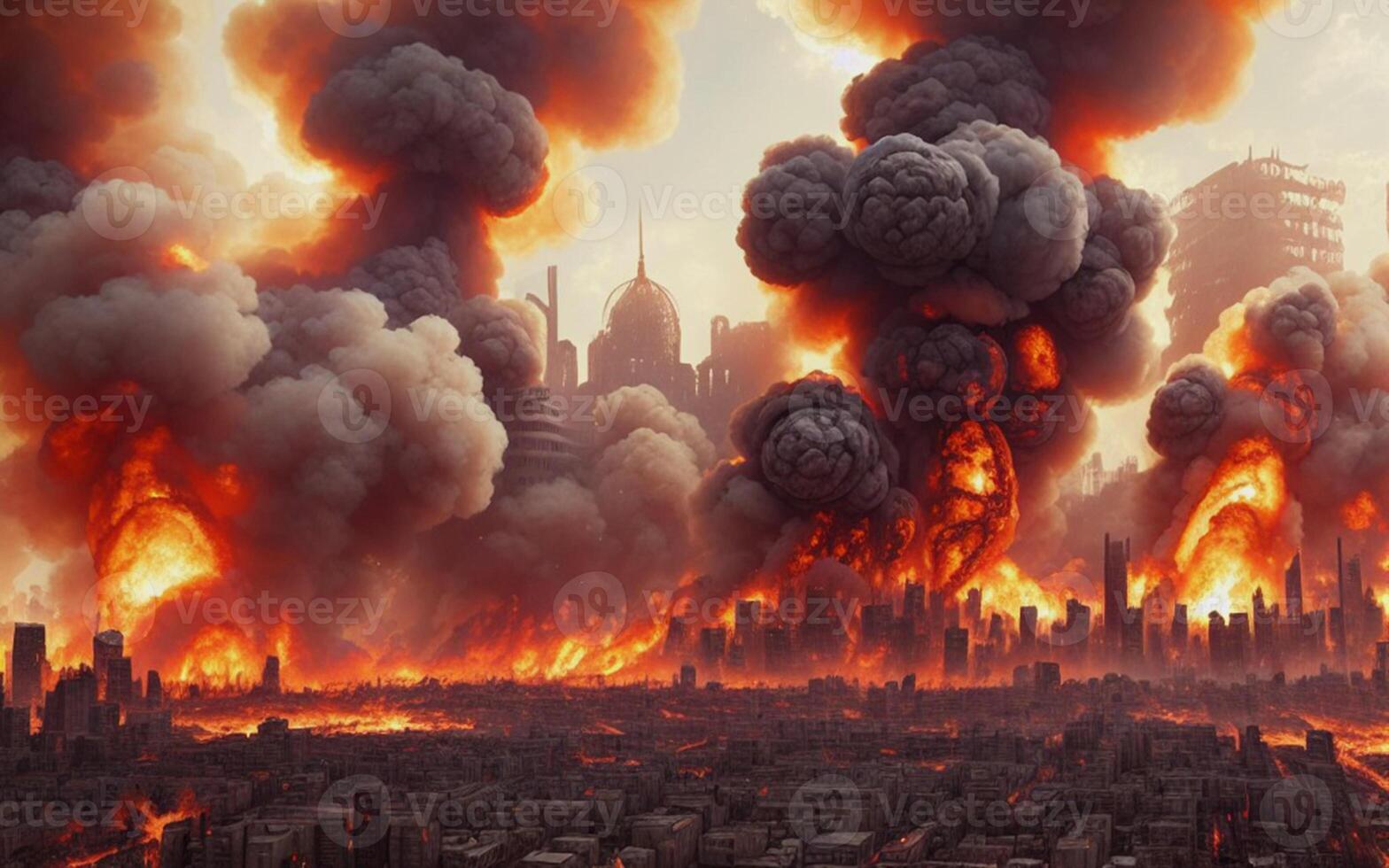 Apocalyptic city create with photo