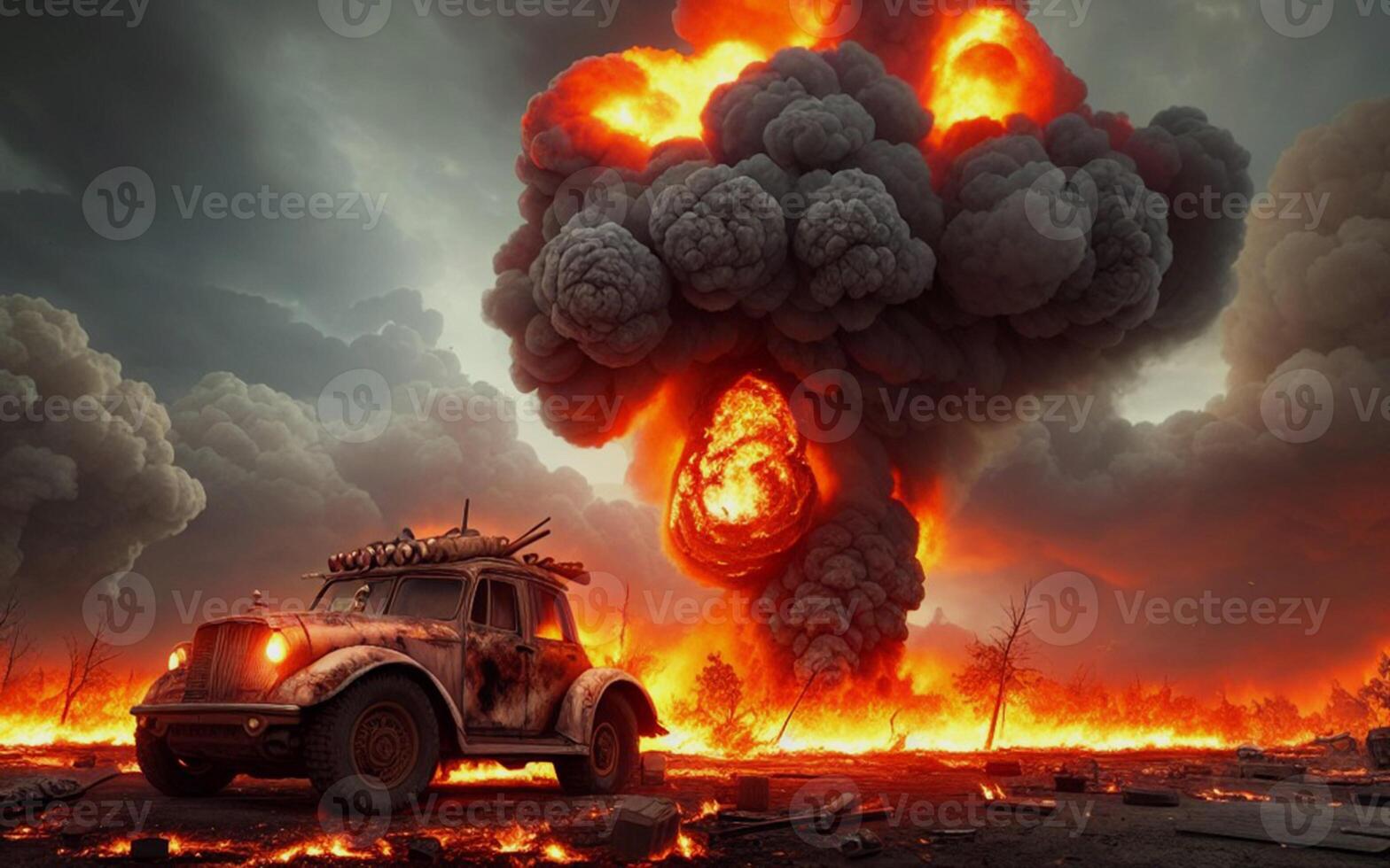 Apocalyptic city create with photo