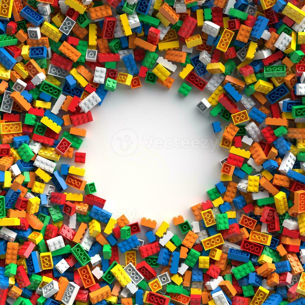 Colored toy bricks with place for your content photo