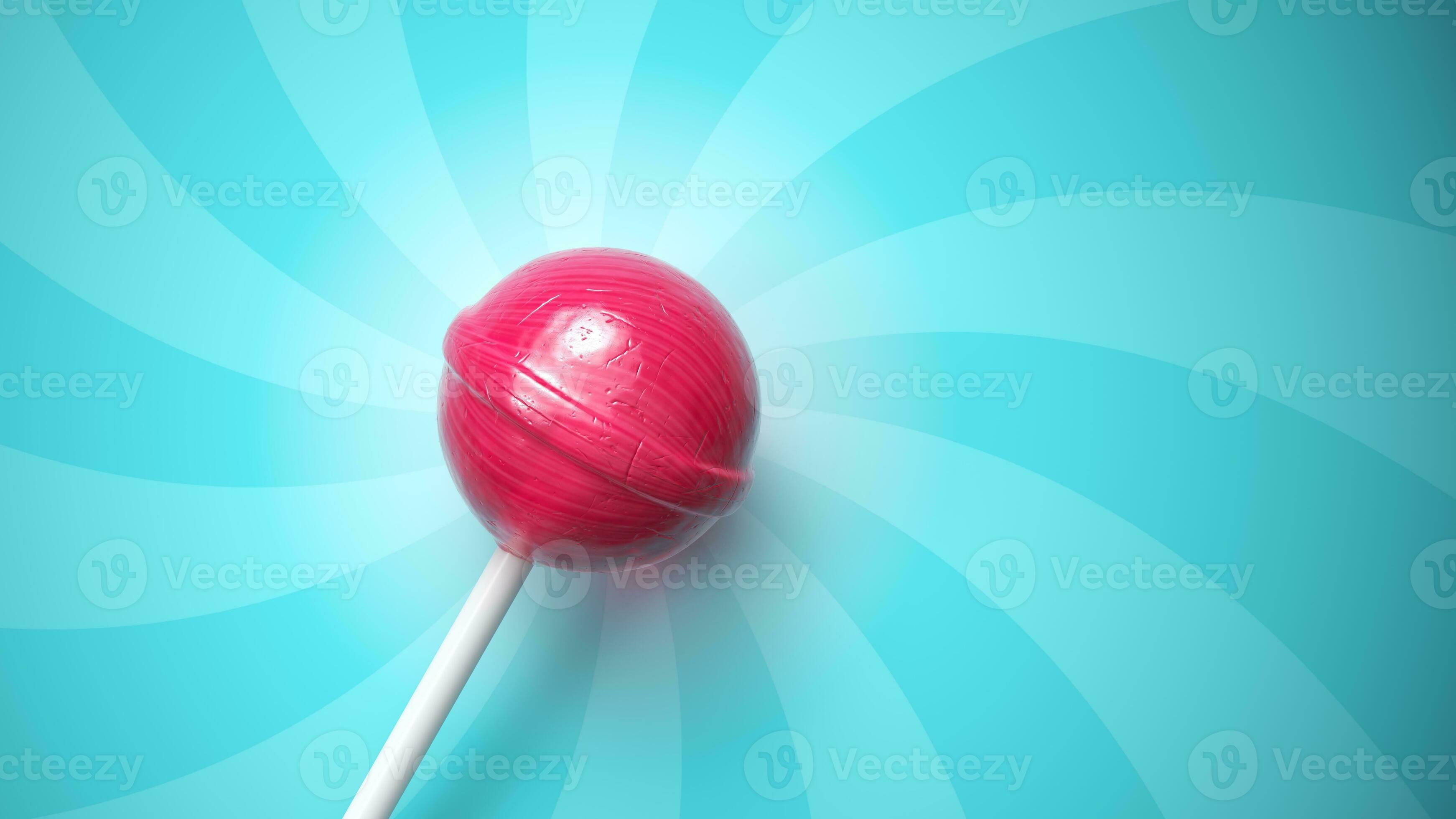 Pink and blue lollipops isolated on white background. 3d rendering