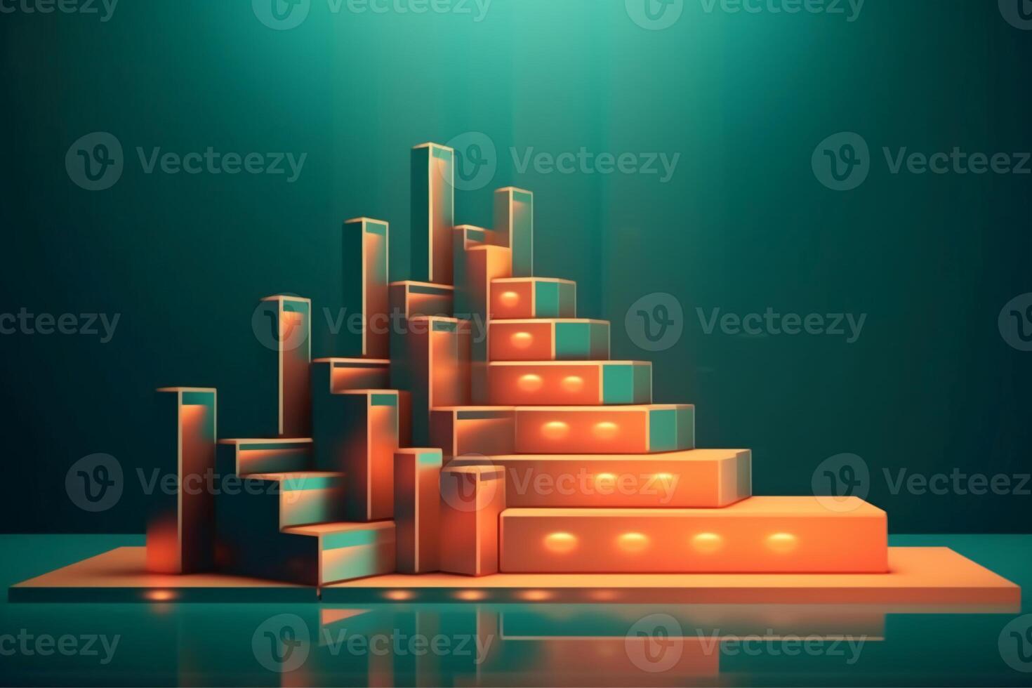 Business concept of ladder career path and growth success process. photo