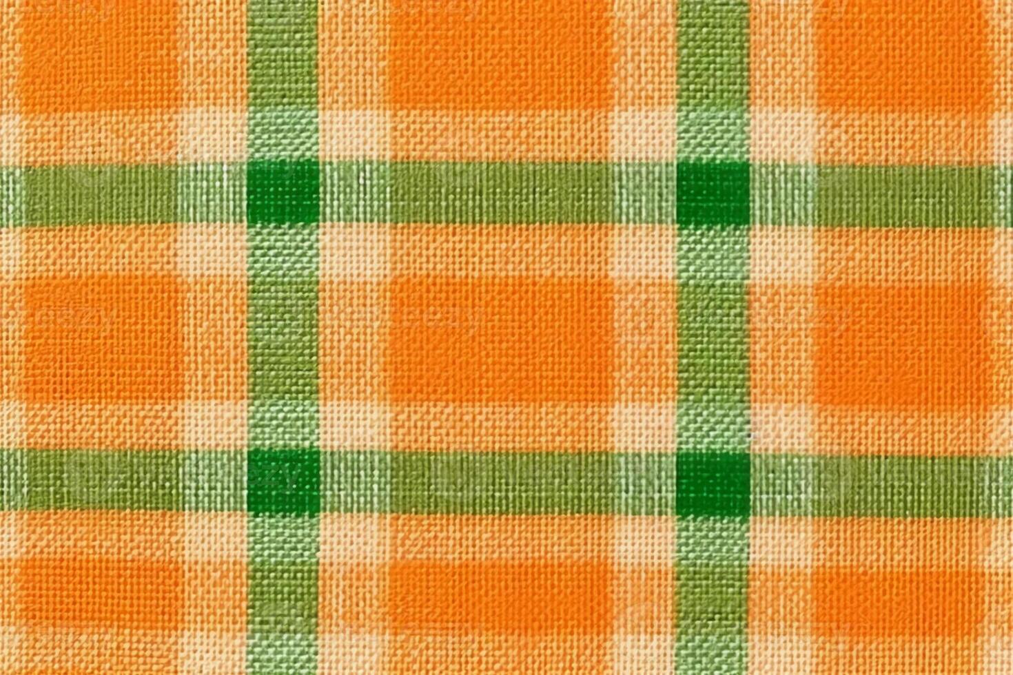 orange fabric textile pattern, plaid background, linen cotton. photo