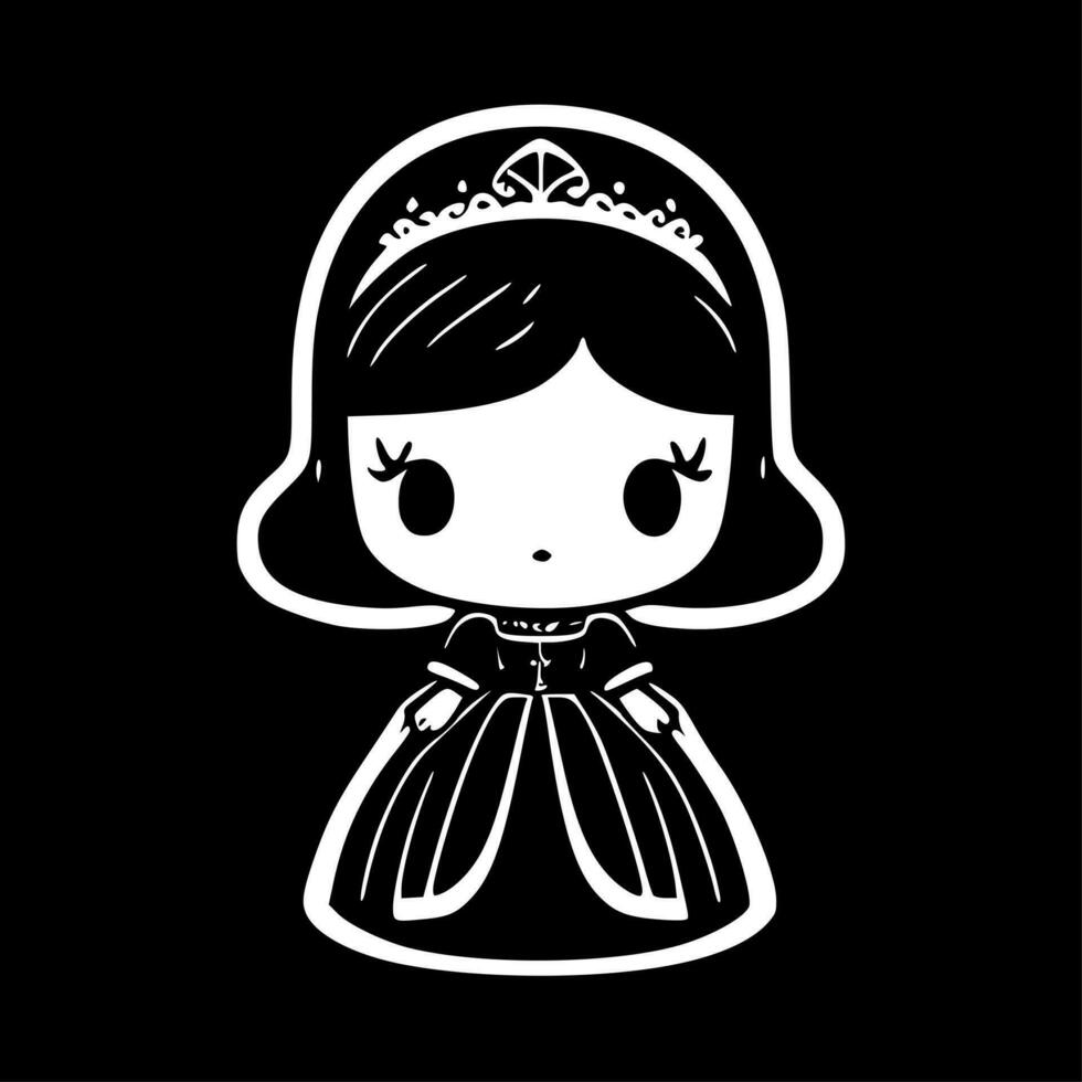 Princess - Black and White Isolated Icon - Vector illustration