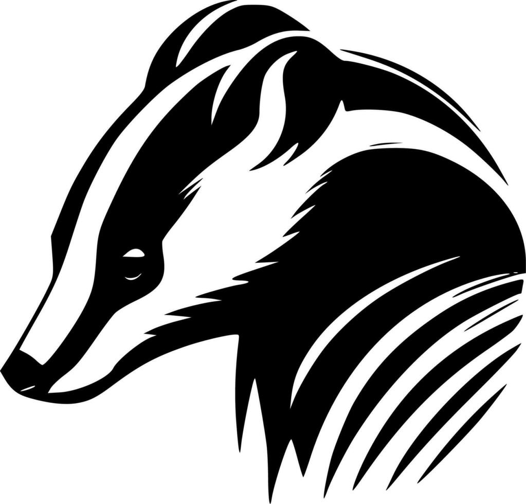 Badger, Black and White Vector illustration