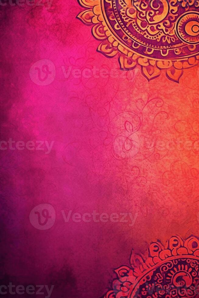 Fuchsia Crayola color background paper texture Rangoli pattern painting. photo