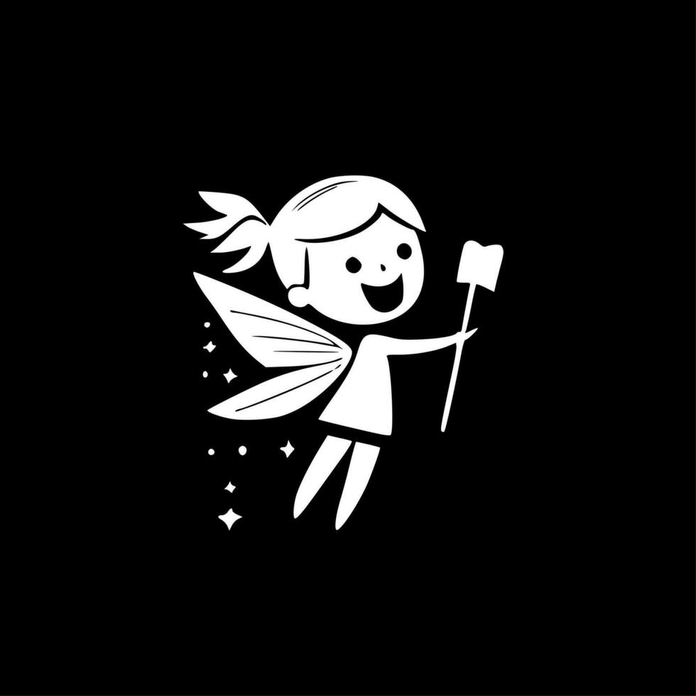 Tooth Fairy - Black and White Isolated Icon - Vector illustration