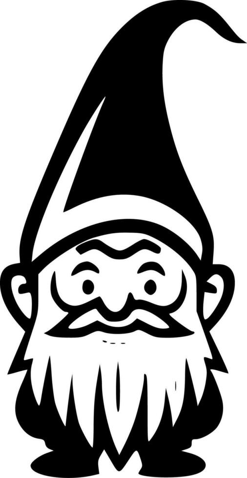 Gnome, Black and White Vector illustration