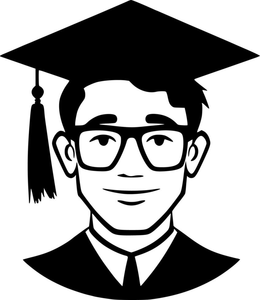 graduación, negro y blanco vector ilustración
