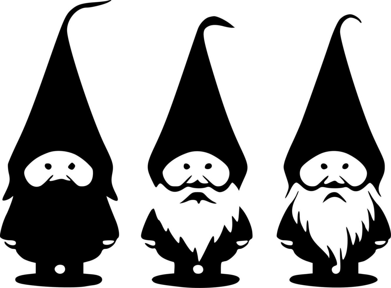 Gnomes - Black and White Isolated Icon - Vector illustration