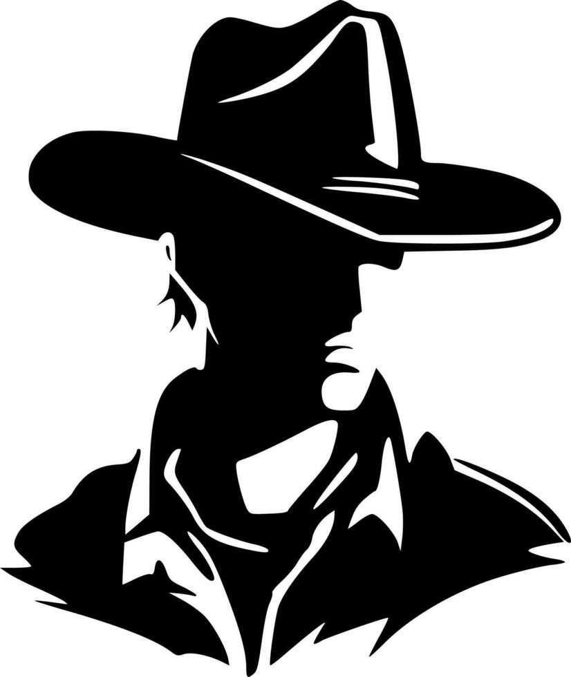 Cowboy - Black and White Isolated Icon - Vector illustration