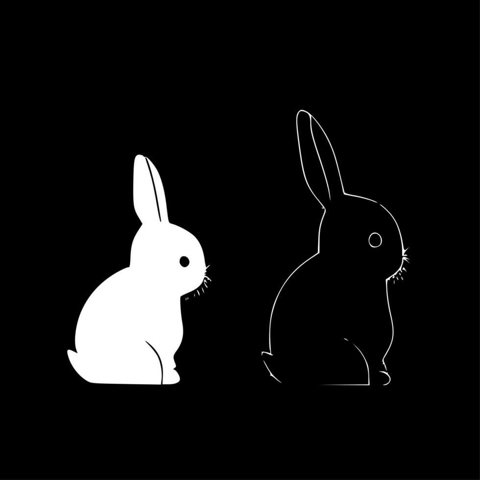 Bunnies - Black and White Isolated Icon - Vector illustration