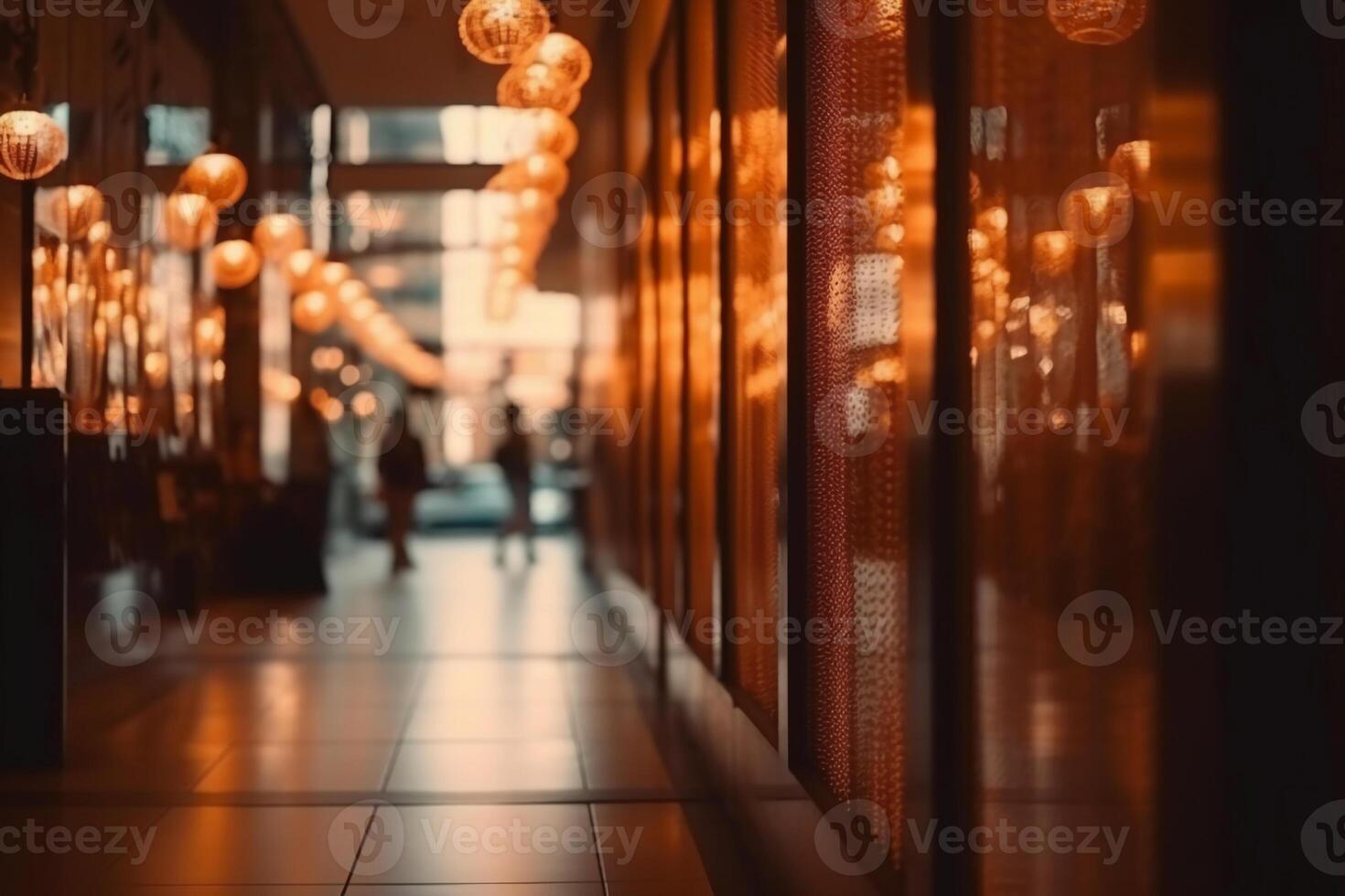 calentar ligero. difuminar ligero antecedentes a tienda en centro comercial para negocio fondo, borroso resumen bokeh a interior pasillo,. ai generativo foto