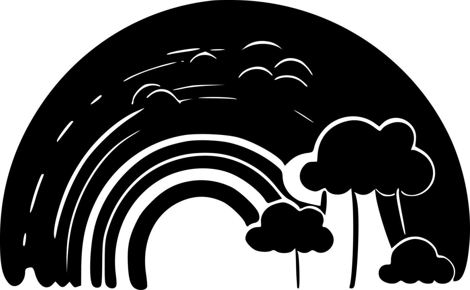 arcoiris - negro y blanco aislado icono - vector ilustración