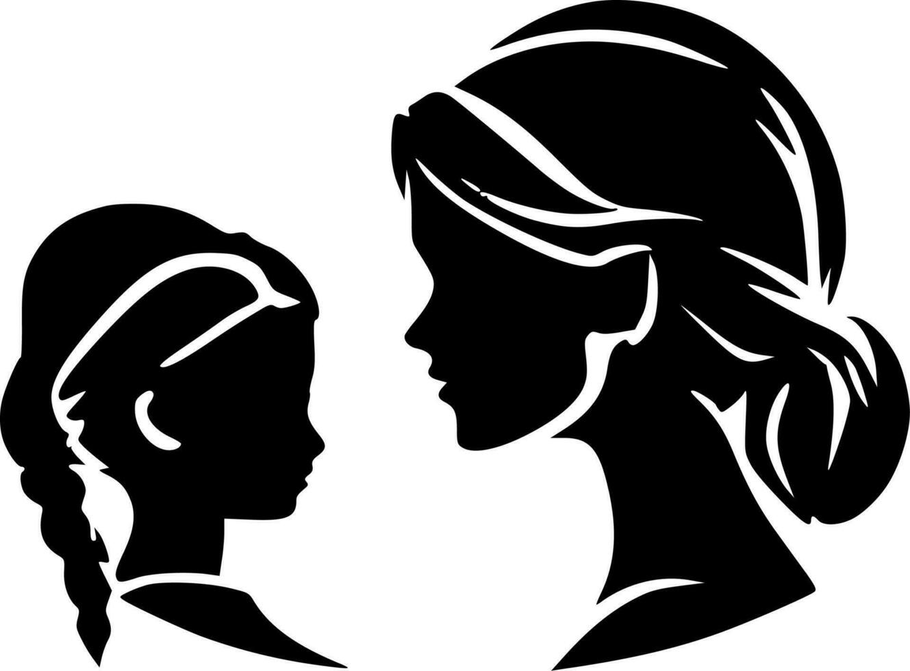 Mother Daughter, Minimalist and Simple Silhouette - Vector illustration