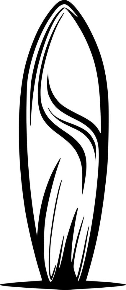 Surfboard, Black and White Vector illustration