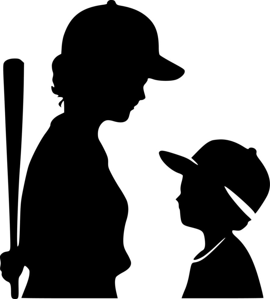 béisbol mamá, negro y blanco vector ilustración
