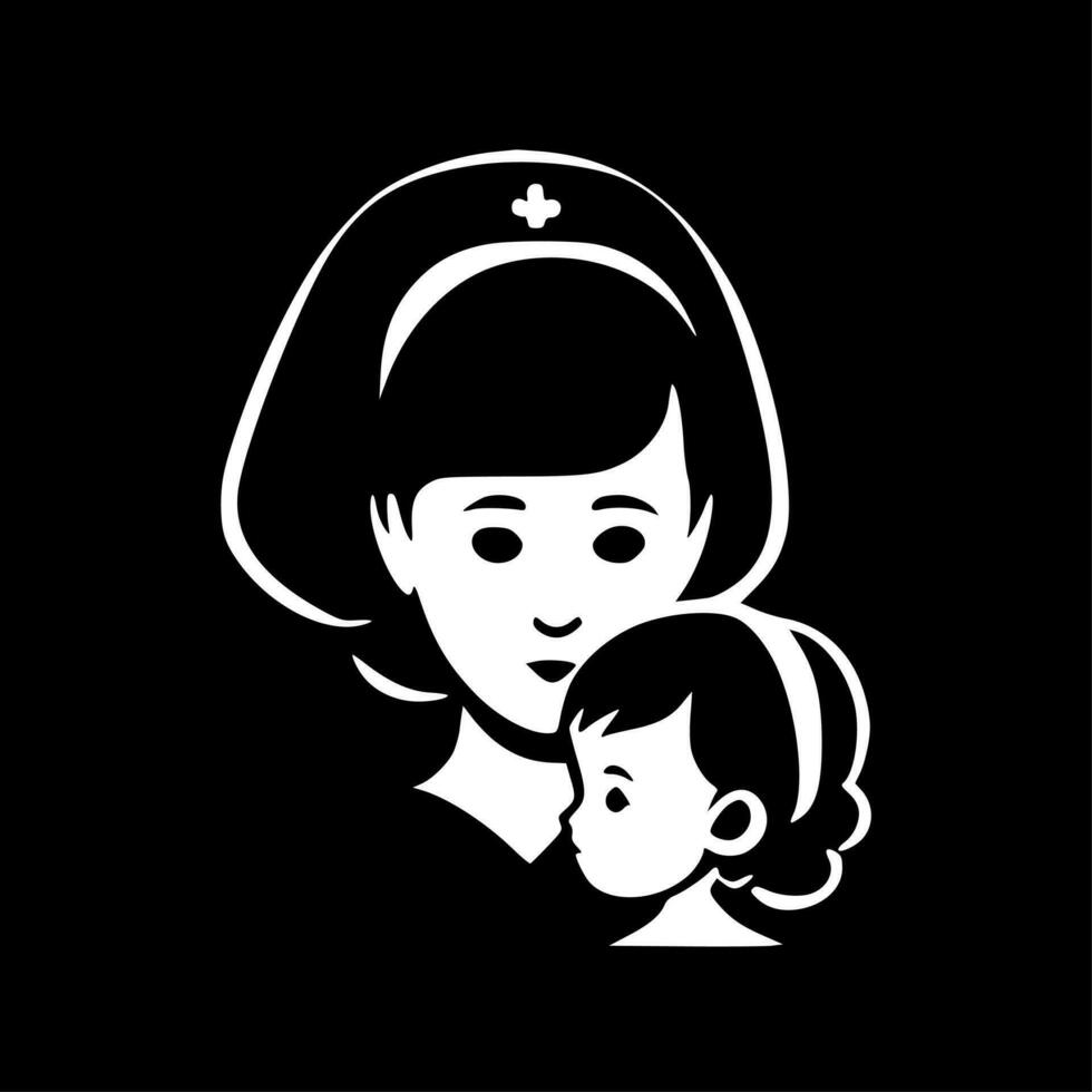 Nursing, Minimalist and Simple Silhouette - Vector illustration