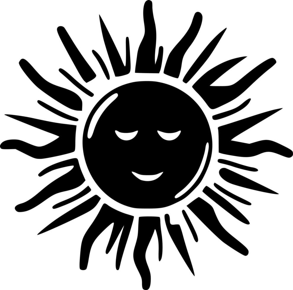 Sun - Black and White Isolated Icon - Vector illustration