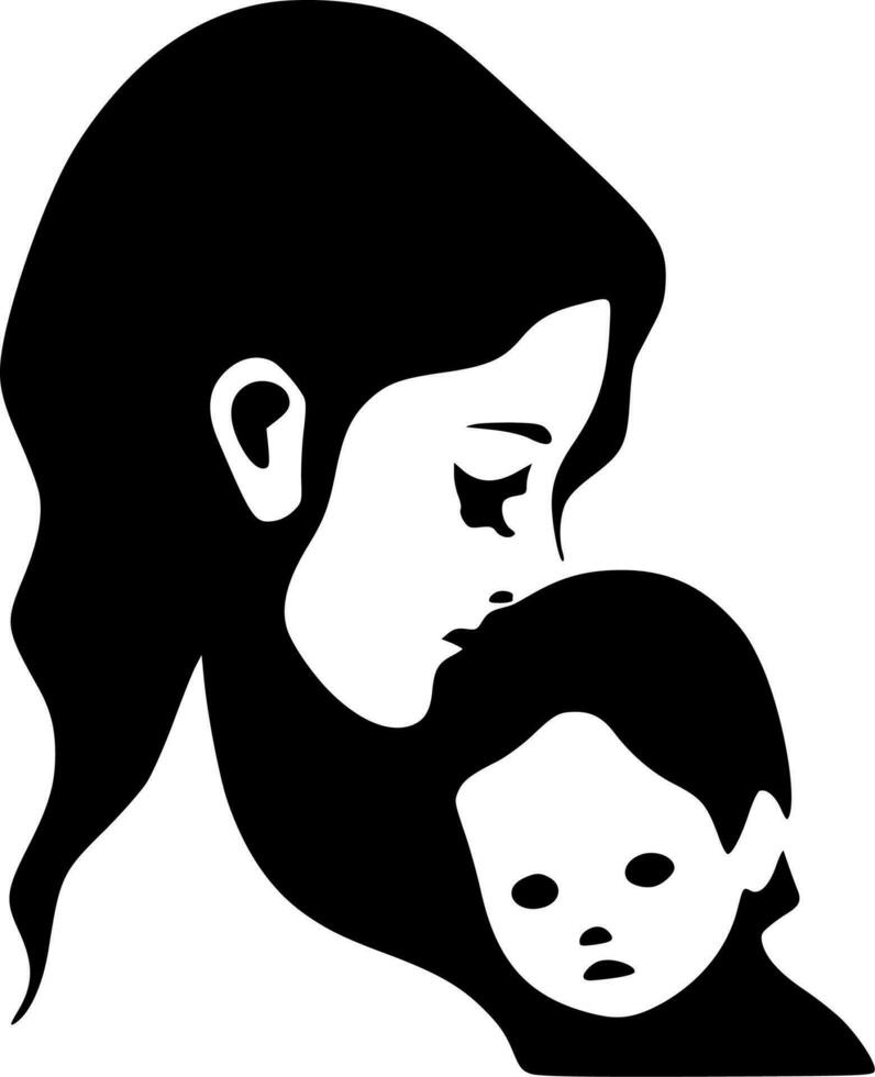 Mother - Black and White Isolated Icon - Vector illustration