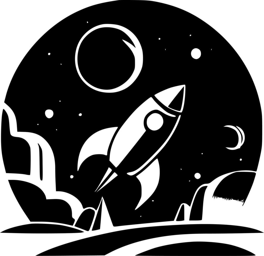 Space - Black and White Isolated Icon - Vector illustration