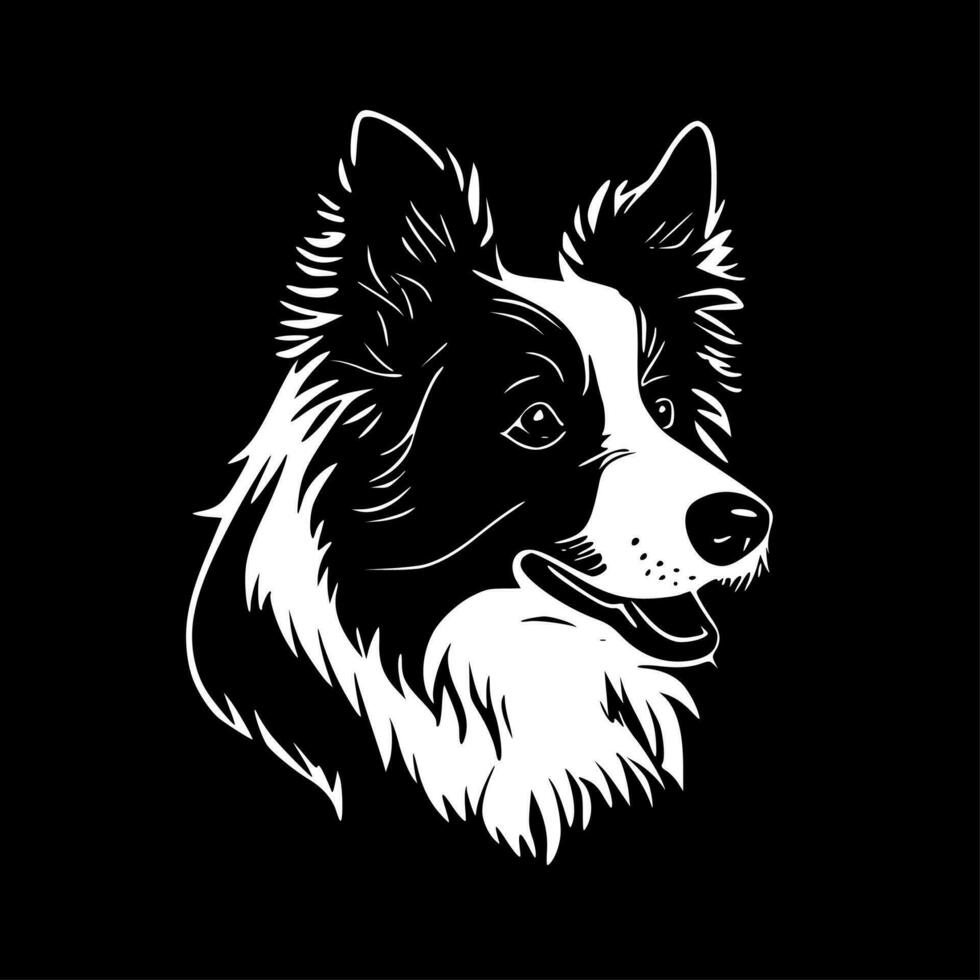 frontera collie - negro y blanco aislado icono - vector ilustración