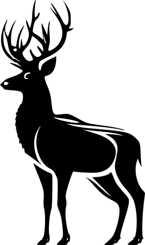 Deer, Black and White Vector illustration