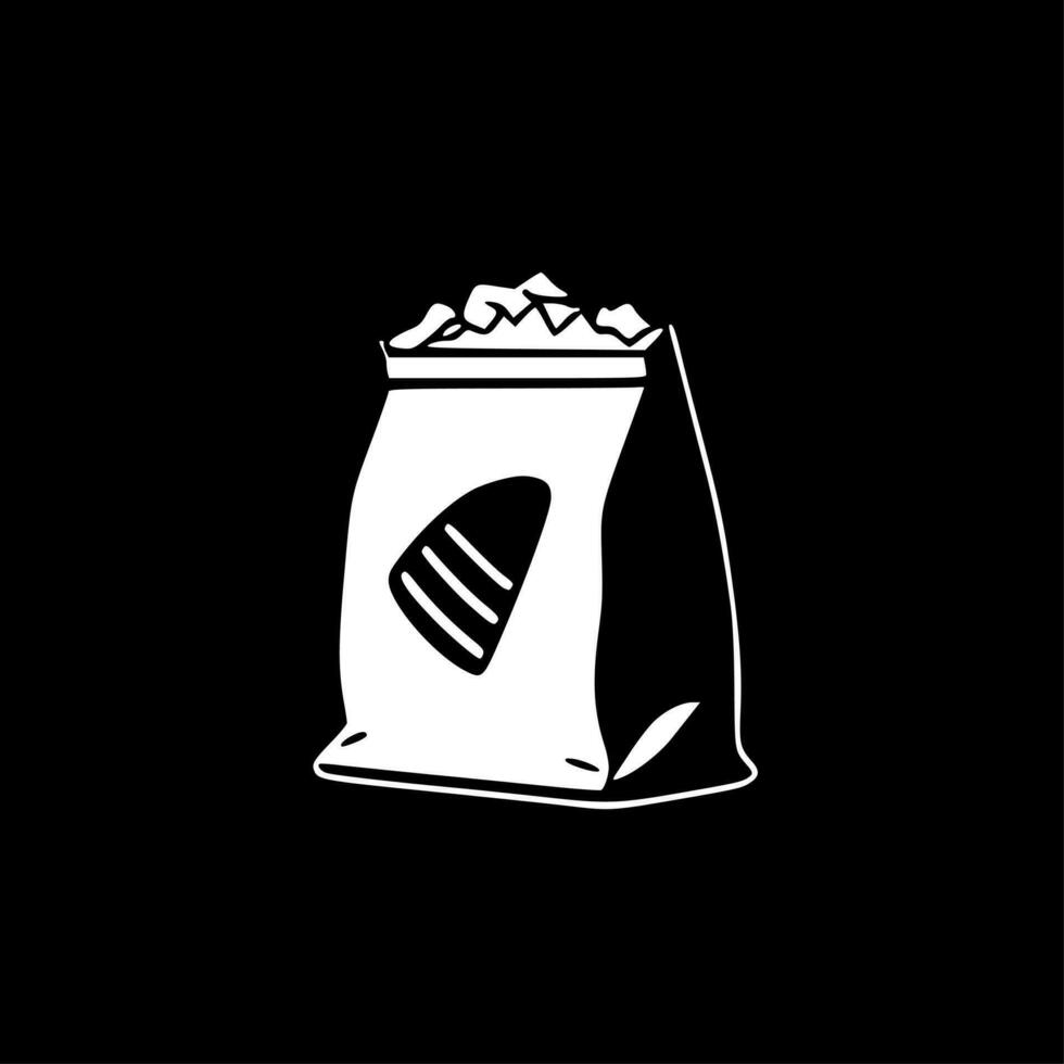 Chip Bag, Black and White Vector illustration