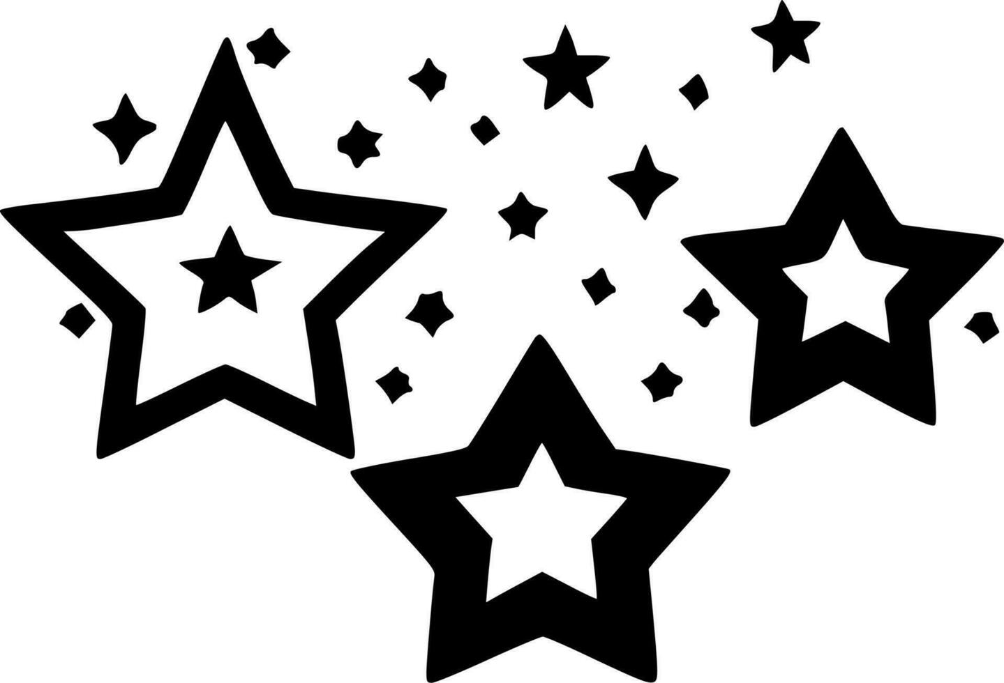 estrellas - negro y blanco aislado icono - vector ilustración