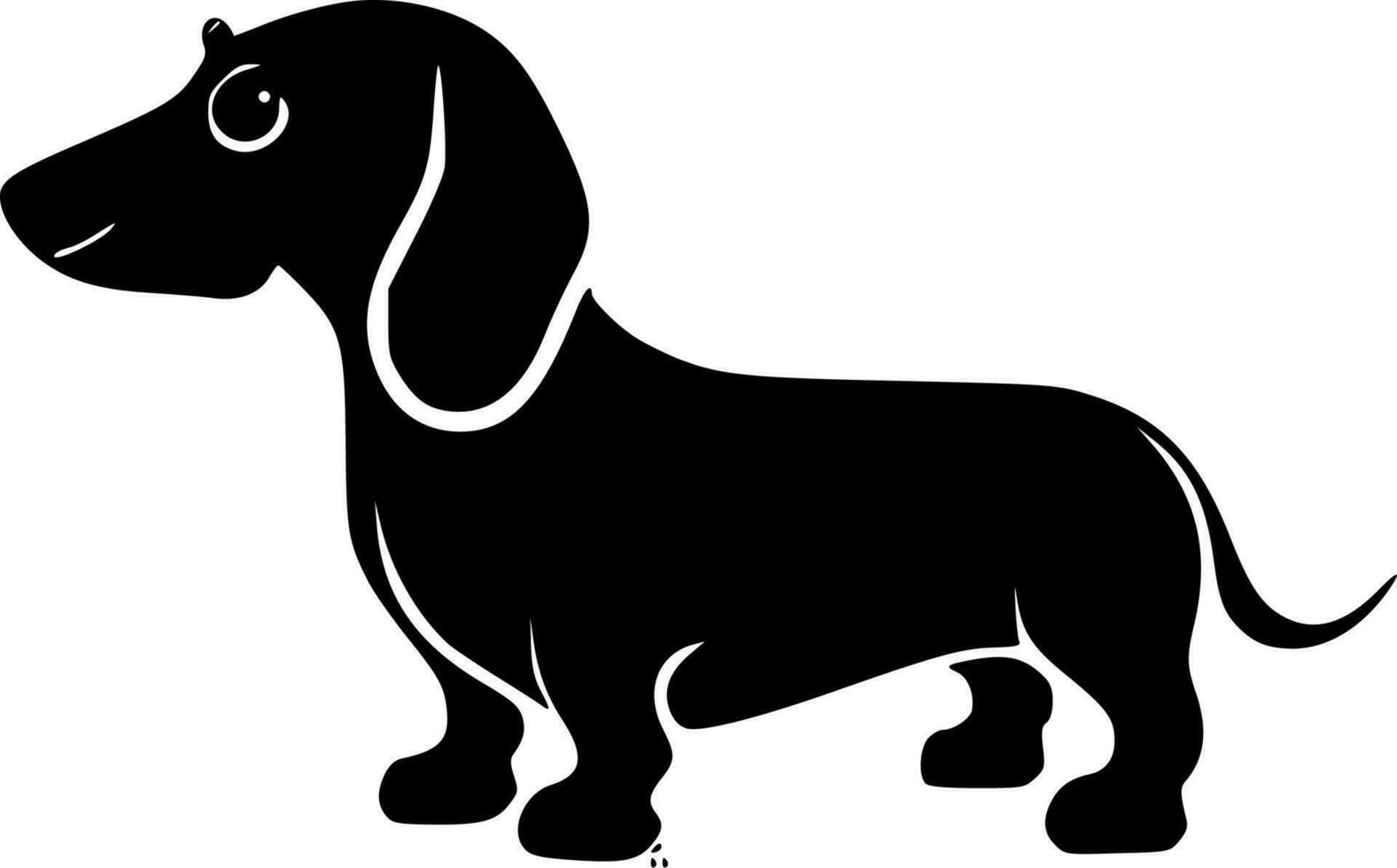 Dachshund, Black and White Vector illustration