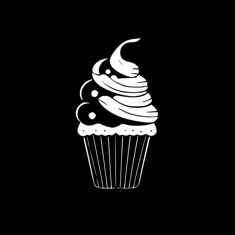 Cupcake, Minimalist and Simple Silhouette - Vector illustration