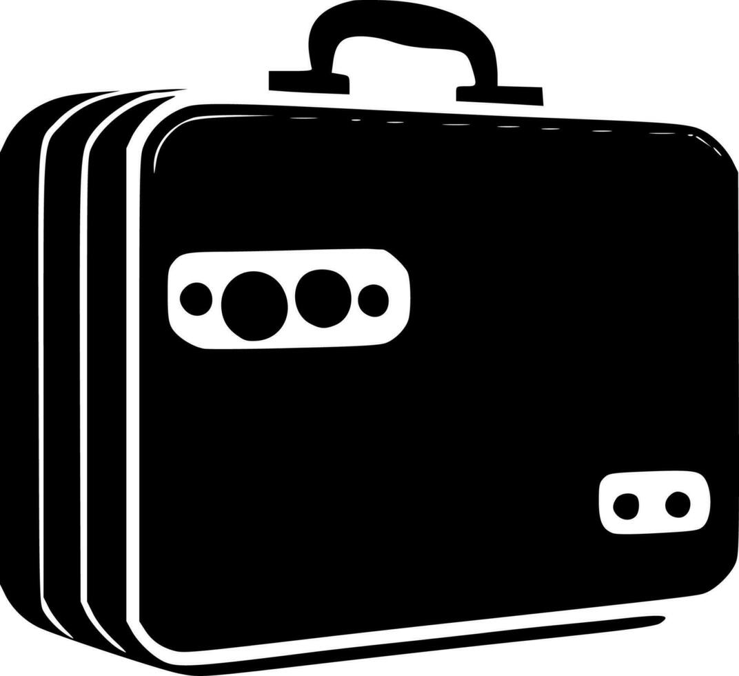 Suitcase, Black and White Vector illustration