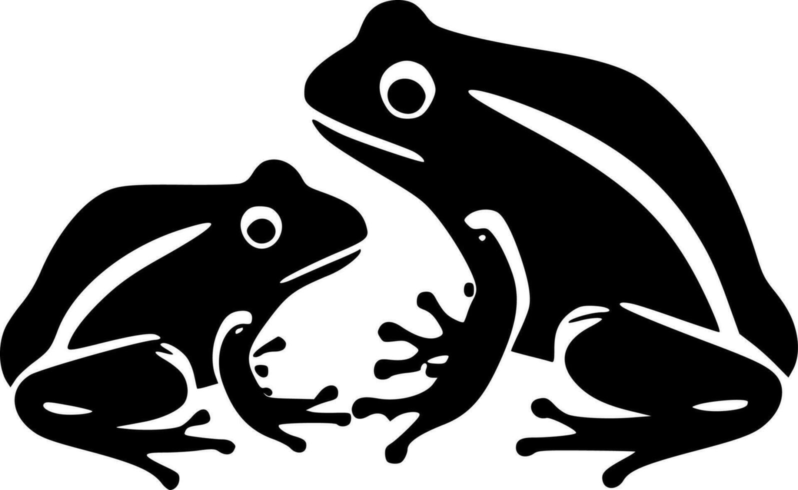 Frogs, Black and White Vector illustration
