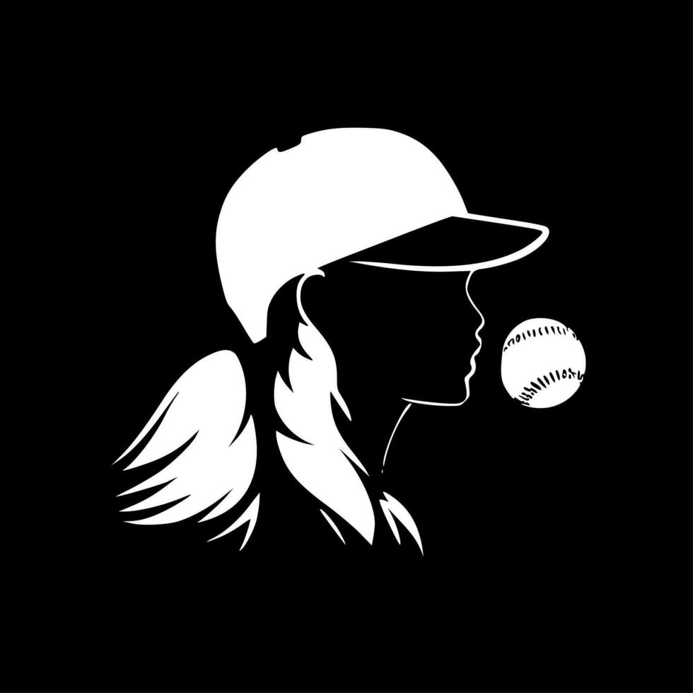 Softball, Minimalist and Simple Silhouette - Vector illustration