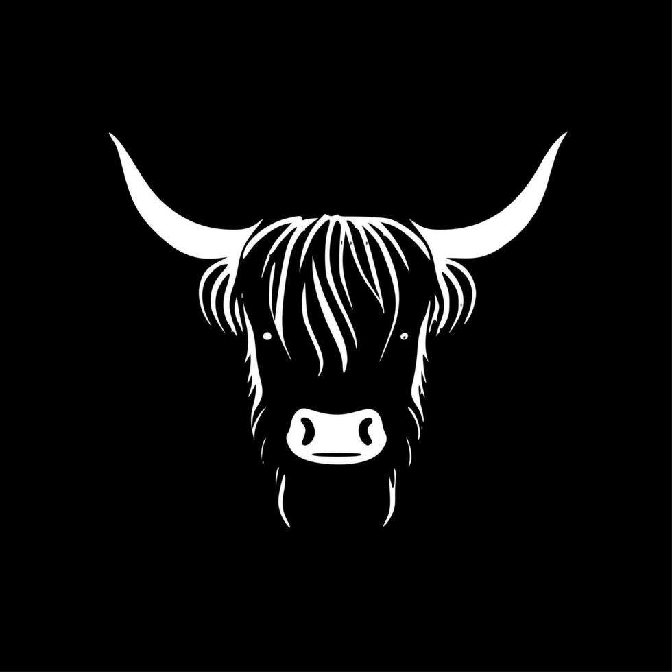 Highland Cow - Minimalist and Flat Logo - Vector illustration