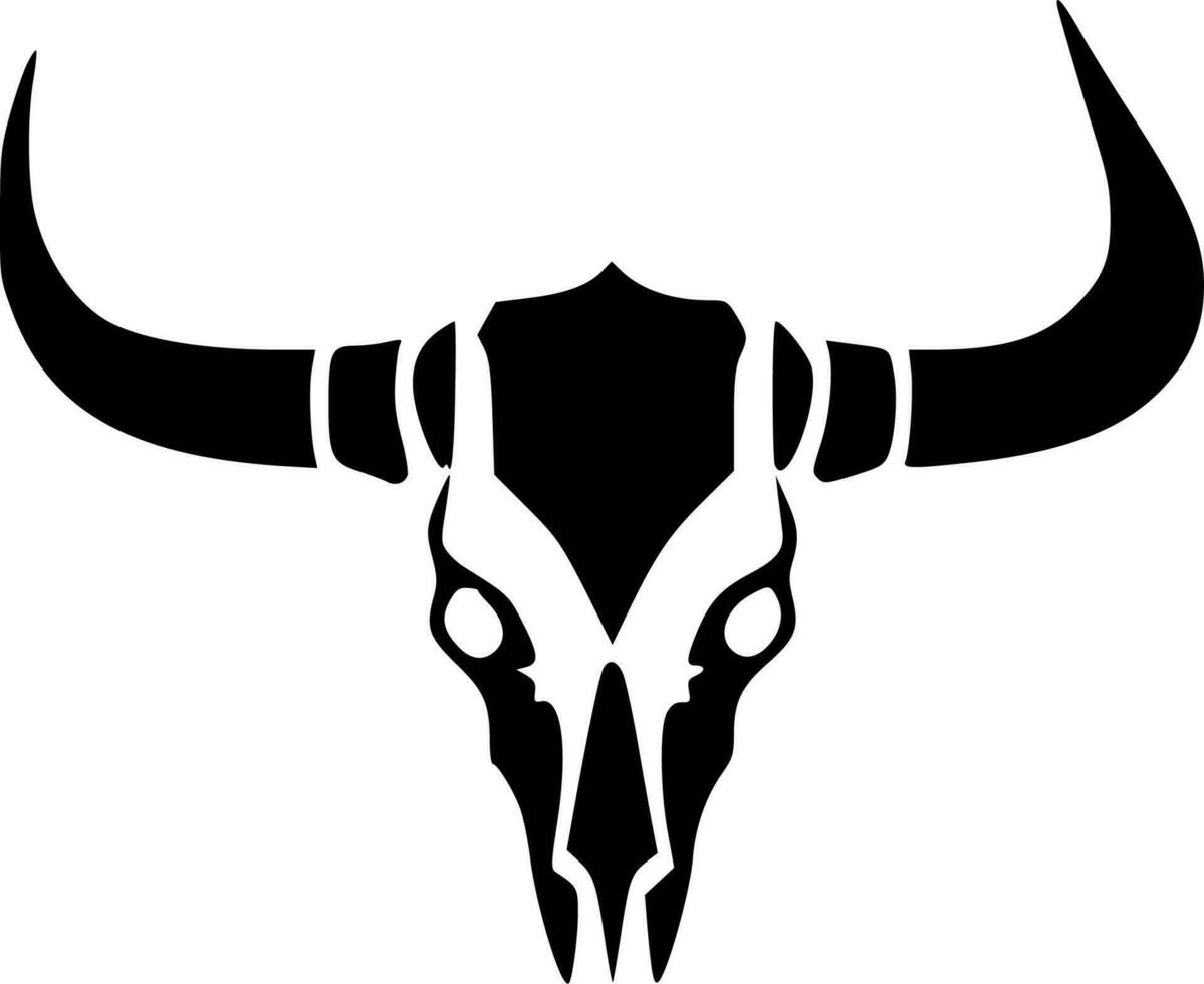 Cow Skull, Black and White Vector illustration