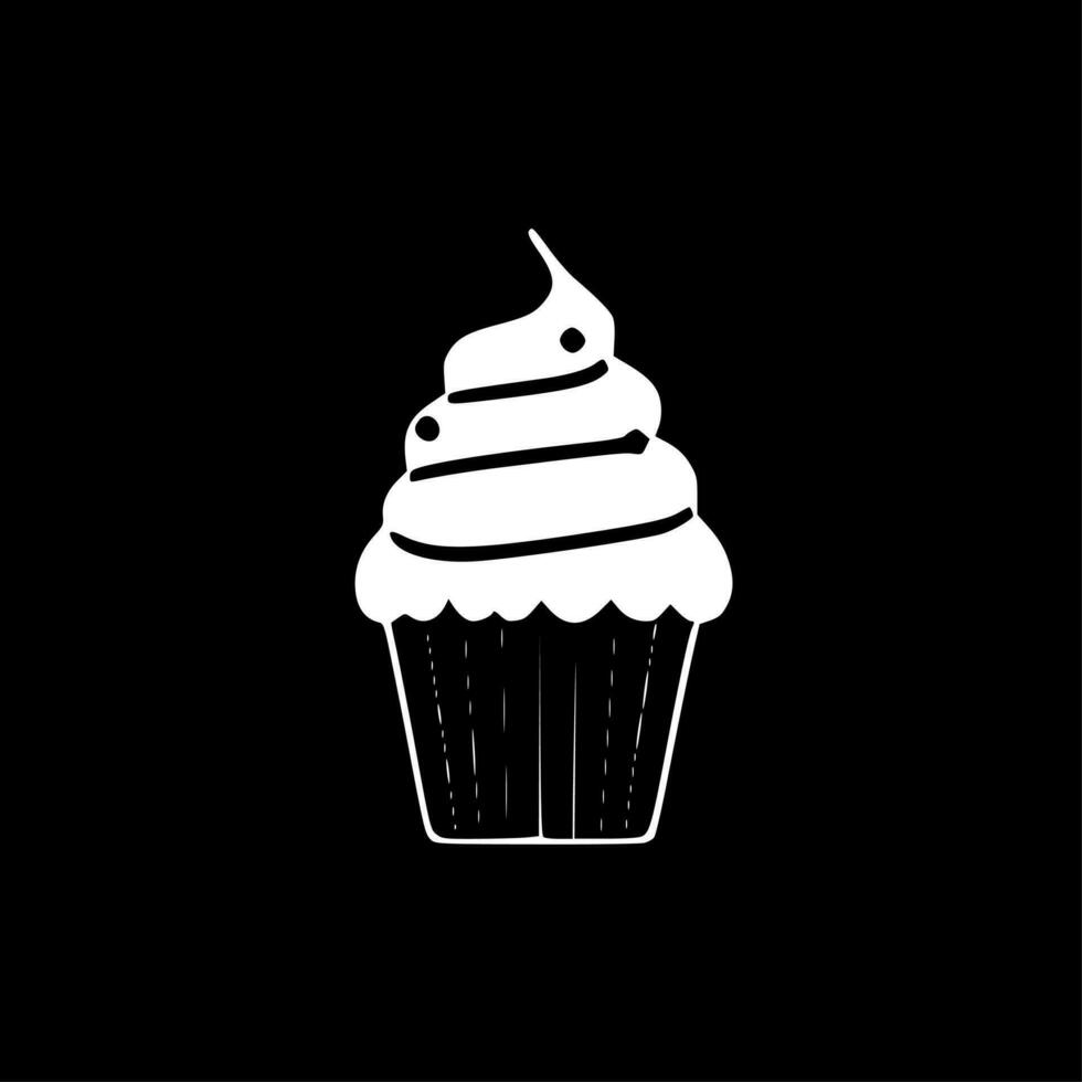 Cupcake, Black and White Vector illustration