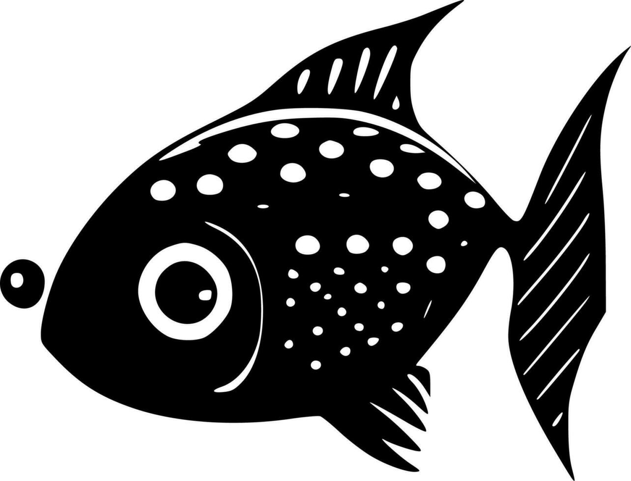 Fish, Black and White Vector illustration