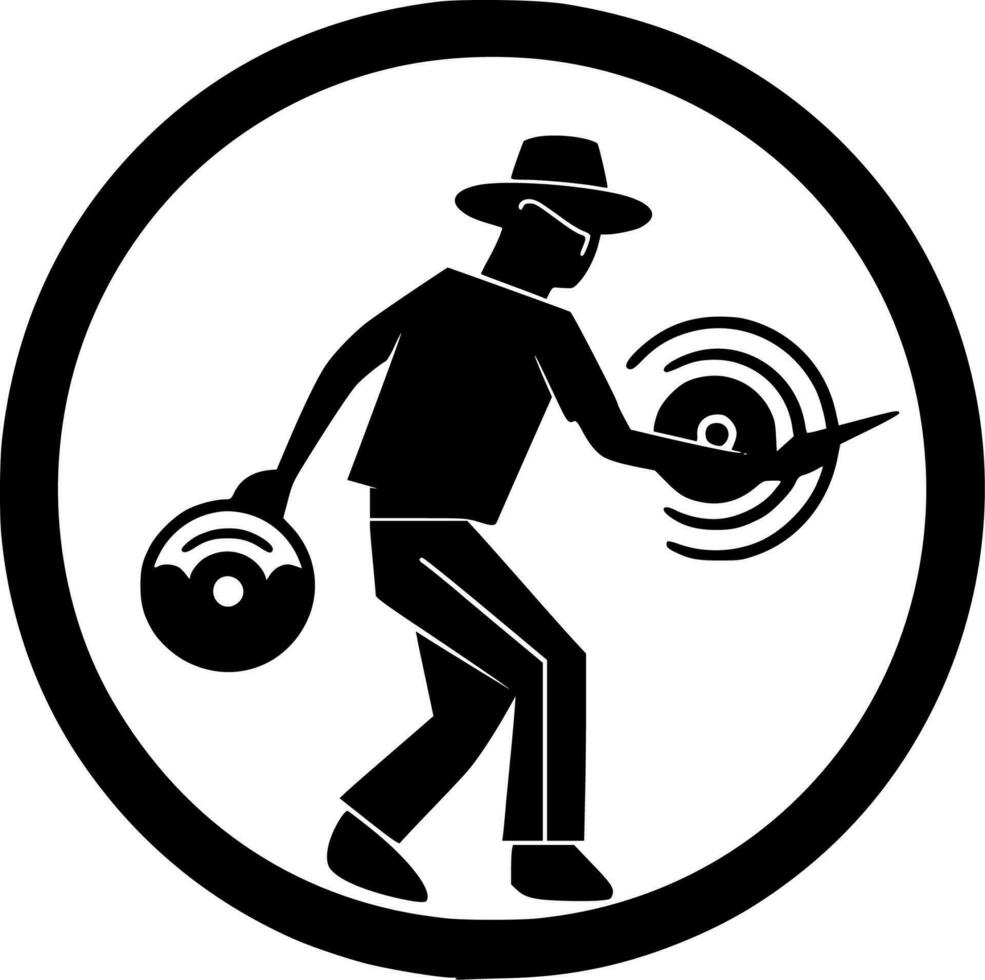 Disc Golf - Black and White Isolated Icon - Vector illustration