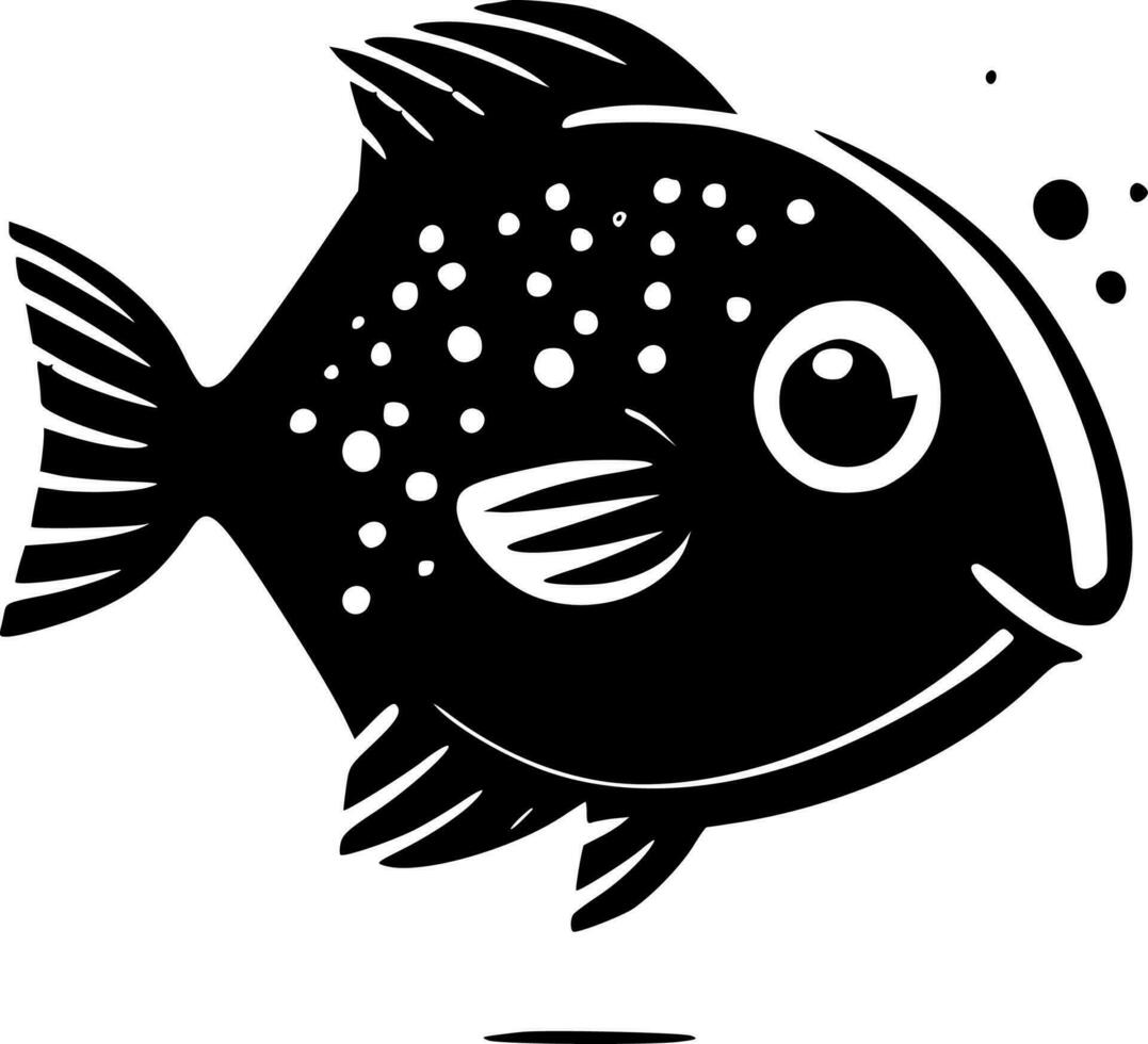 Fish - Black and White Isolated Icon - Vector illustration