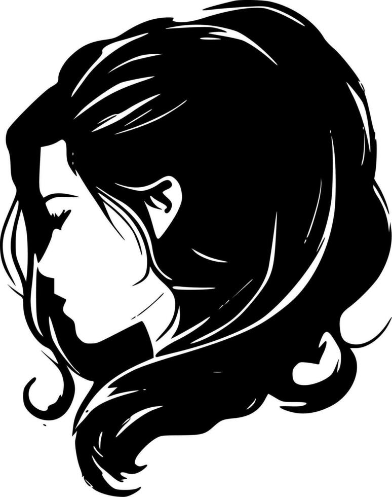 cabello, negro y blanco vector ilustración