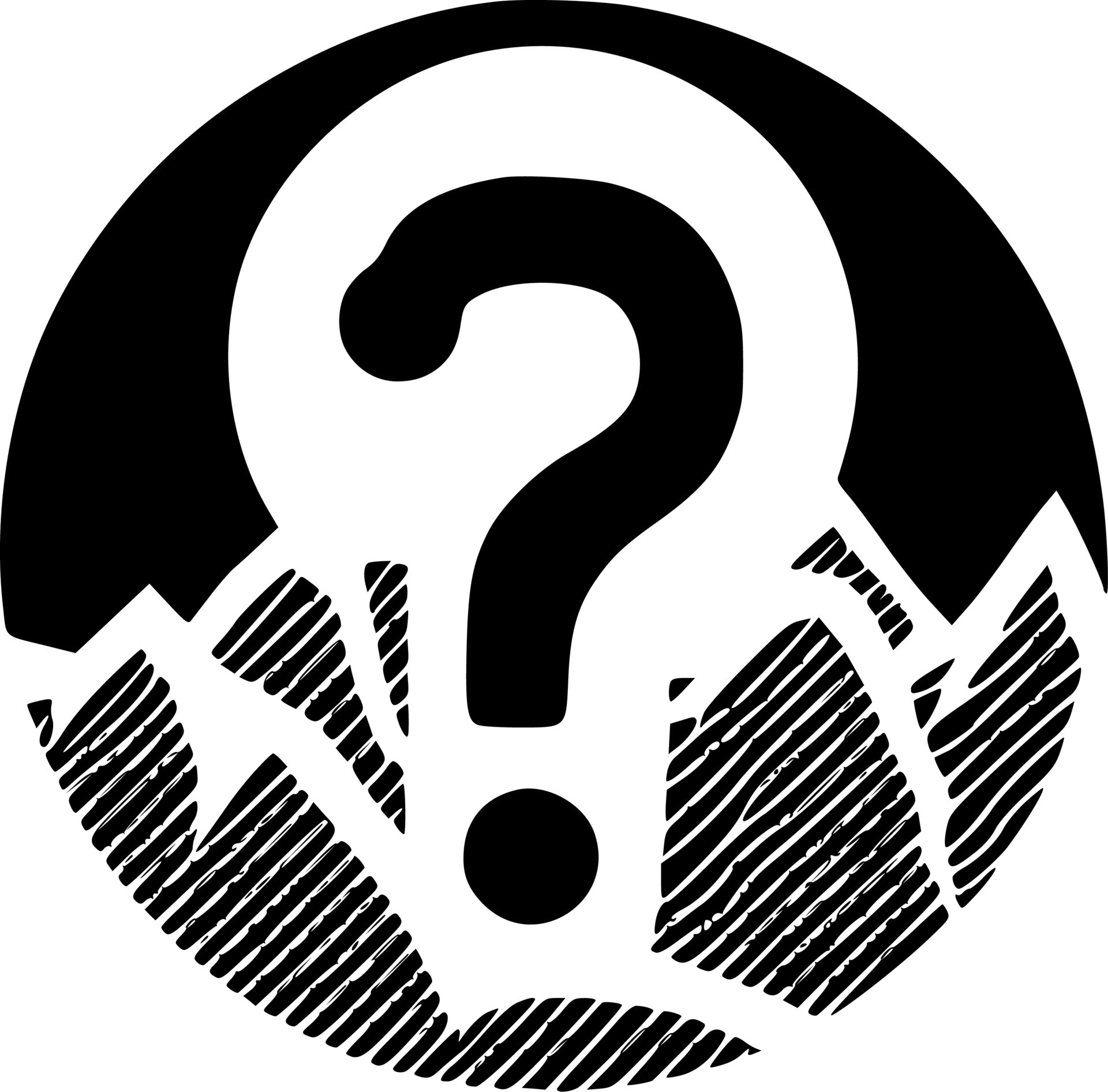 question mid black white