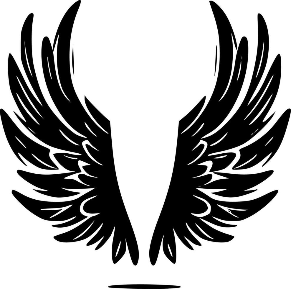 Wings, Black and White Vector illustration