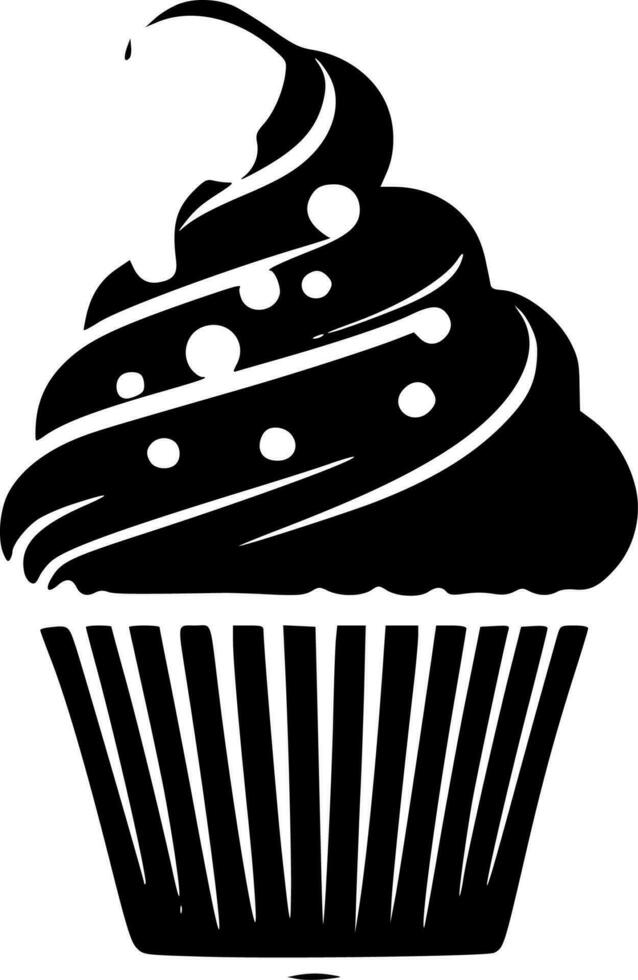 Cupcake - Black and White Isolated Icon - Vector illustration