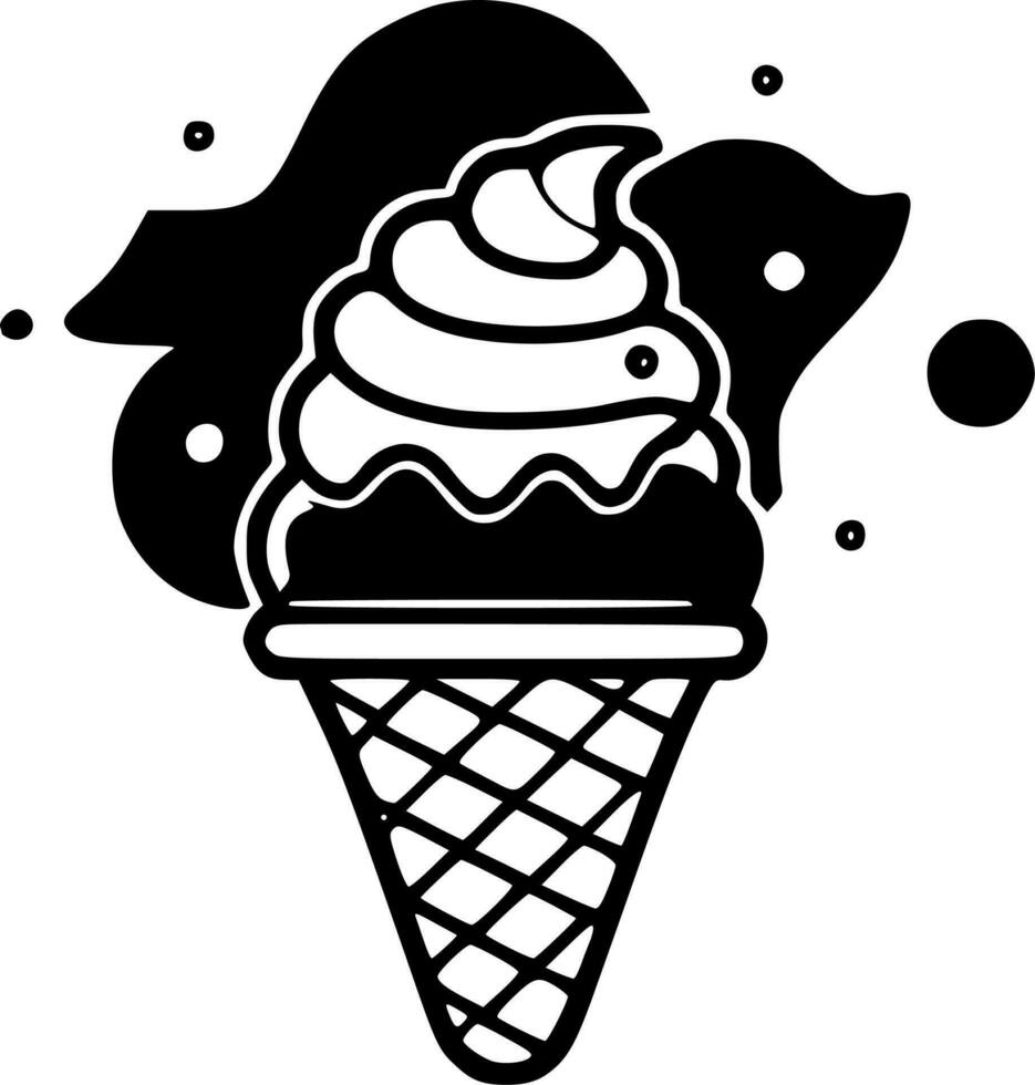 Ice Cream, Black and White Vector illustration